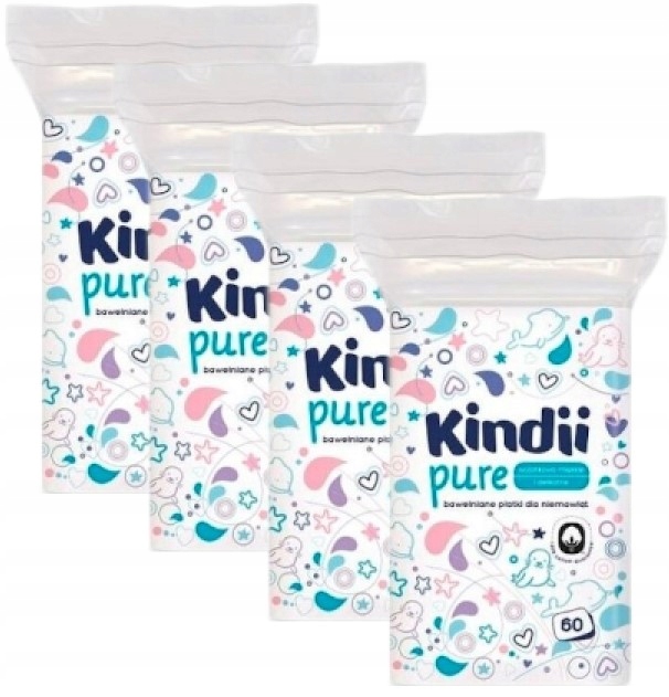 KINDII PURE płatki kosmetyczne do niemowląt 4x60