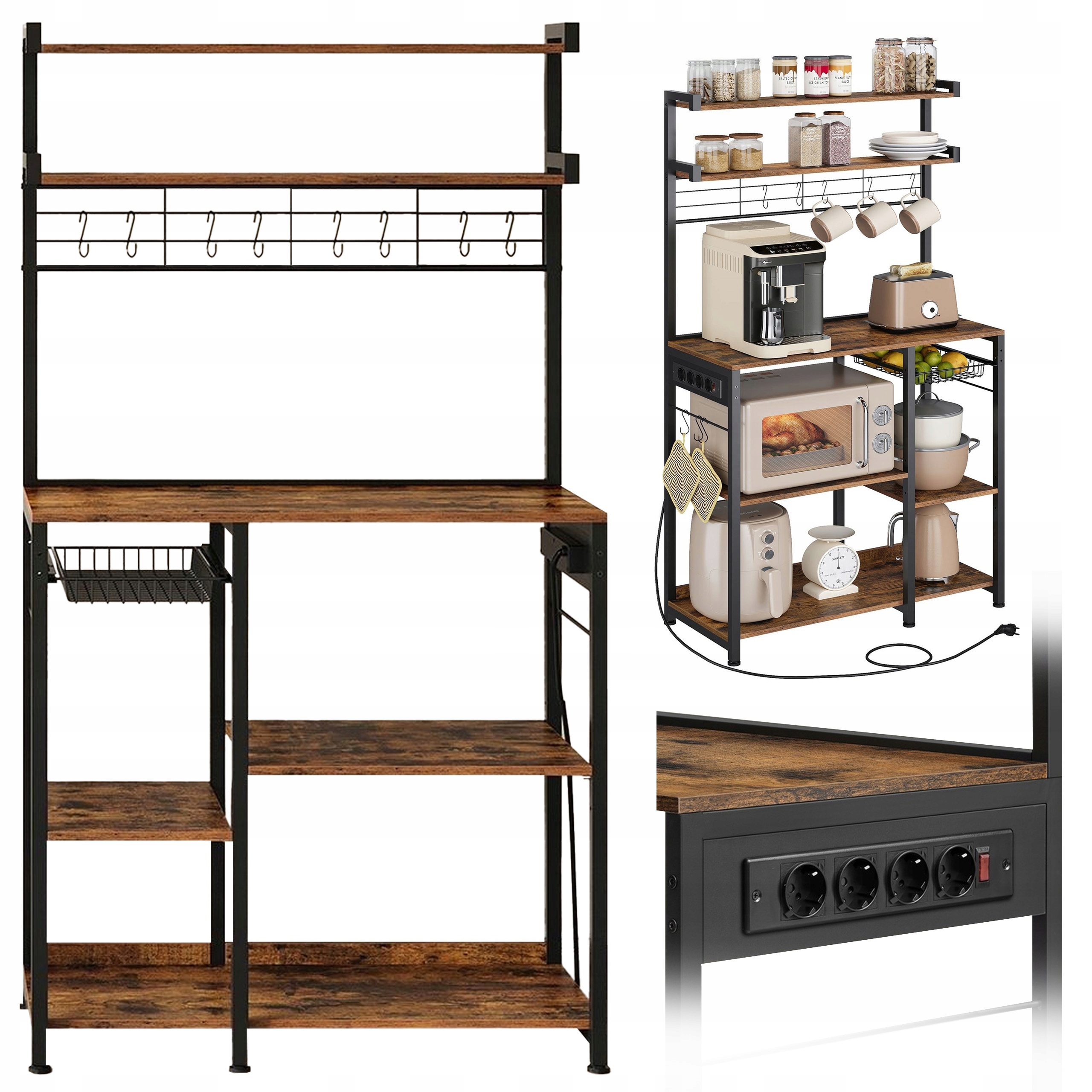 Kuchynská skrinka s napájacou lištou a 4 zásuvkami 165,5 cm Loft