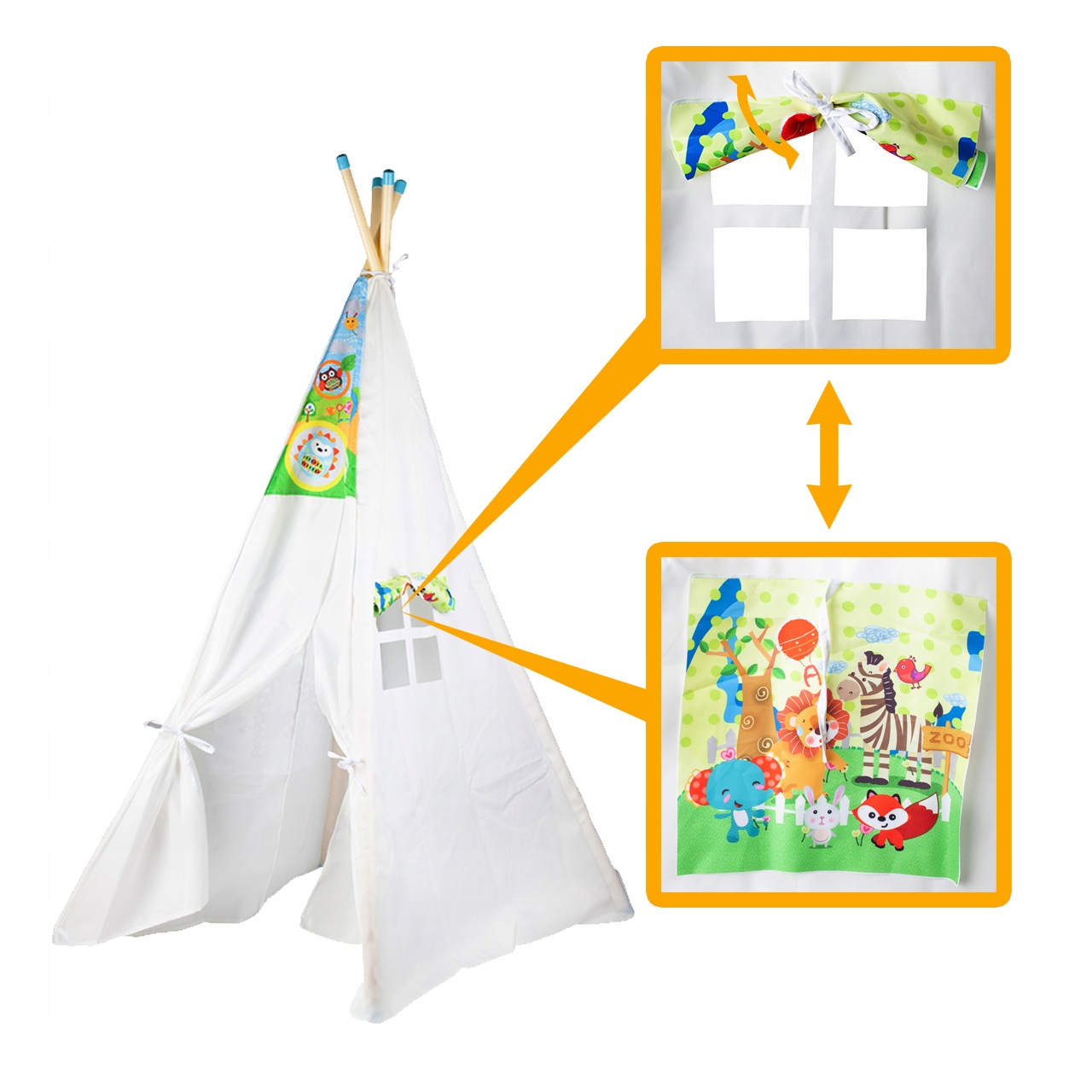 TIPI NAMIOT DOMEK DLA DZIECI ZAMYKANY WIGWAM DO ZABAWY DOMU OGRODU Akcesoria w zestawie brak