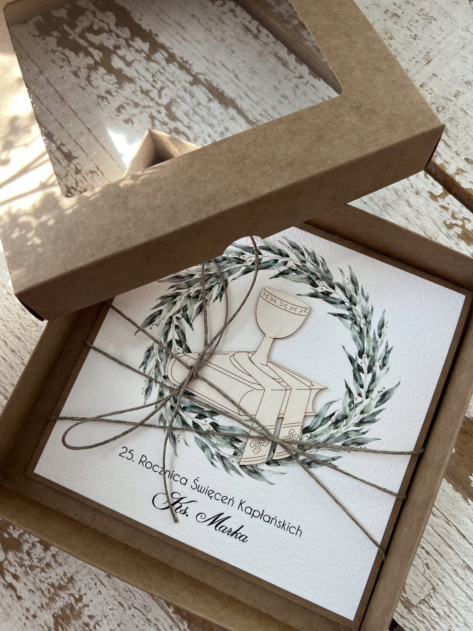 Přání k 25. výročí kněžského svěcení ručně vyrobené v krabičce