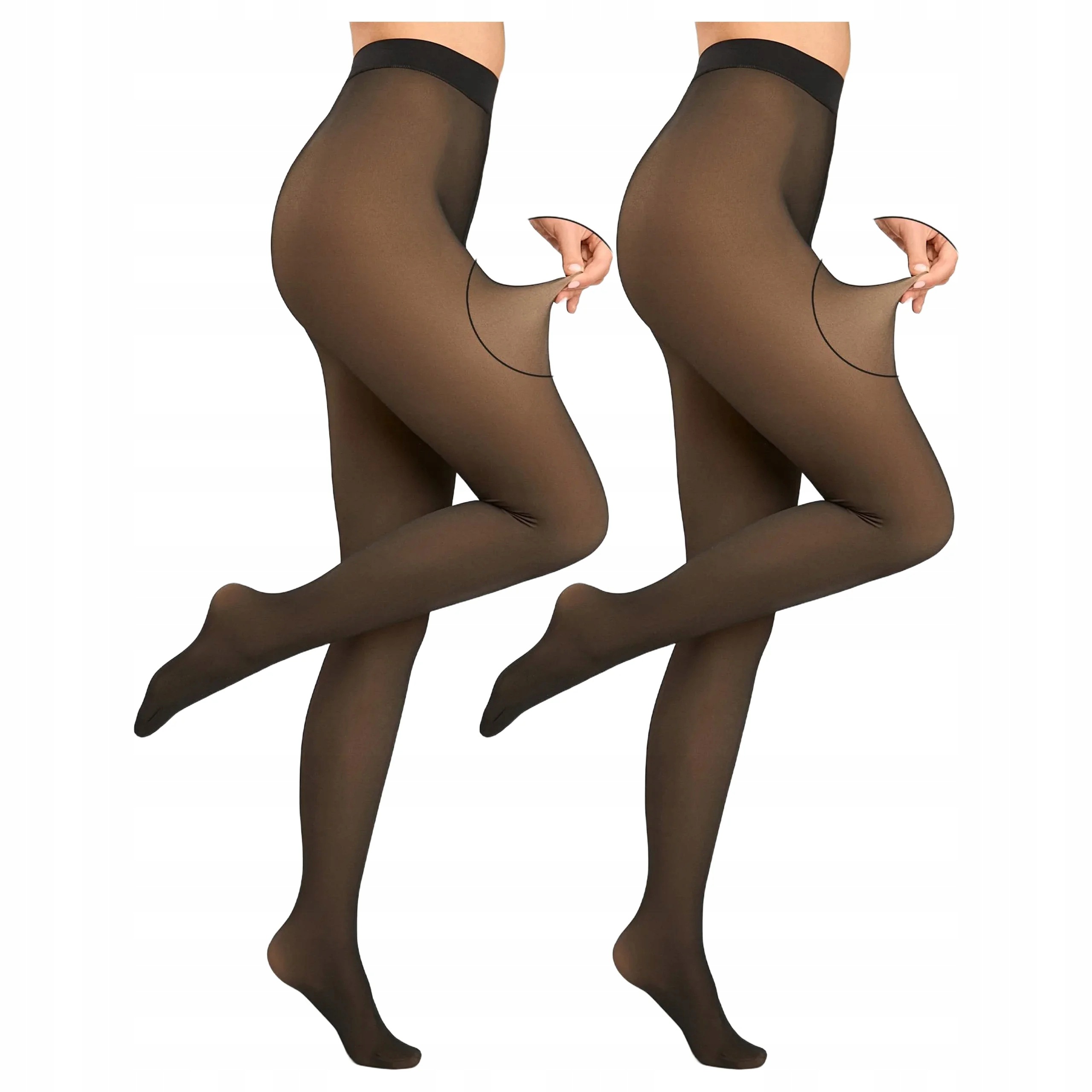 2x Punčocháče s fleecem Mirage Marilyn Nero XL/XXL