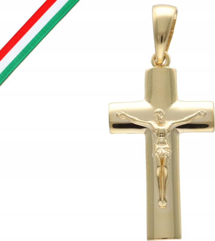 Zlatý přívěsek 585 ježíček na kříži křest 3,38g jako dárek jako křížek 14kt