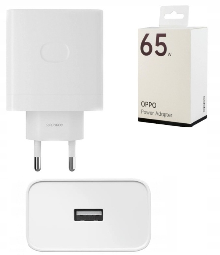 Szybka Ładowarka Sieciowa Oppo Realme Usb 65W SuperVooc Power Adapter Biała