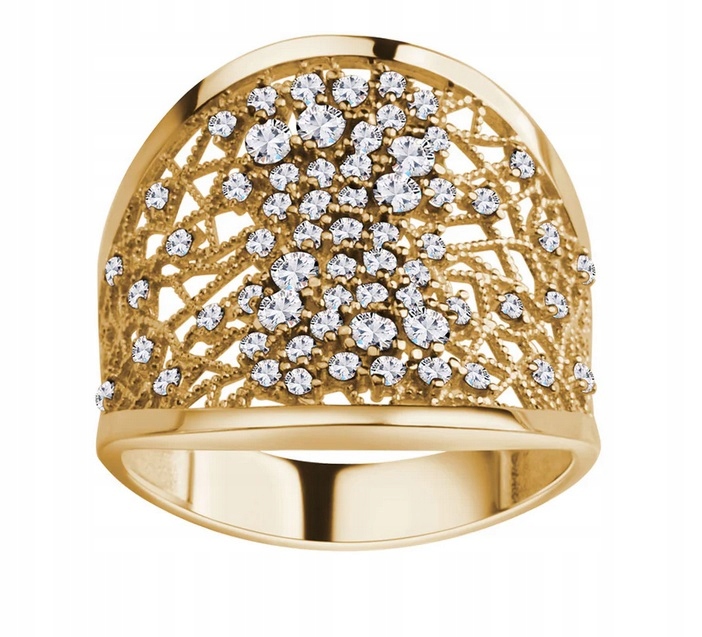 Złoty Pierścionek z Cyrkoniami Szeroki r14 PX19680 Verona Jewellery