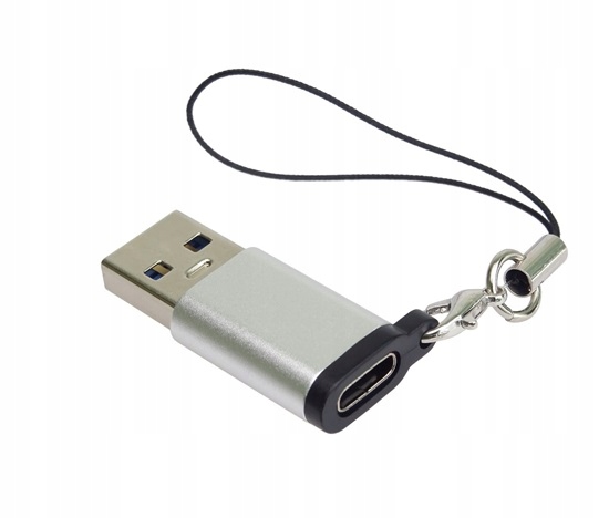 PremiumCord Adapter Usb 3.0 A męski Usb-c żeński, srebrny z pętelką do za
