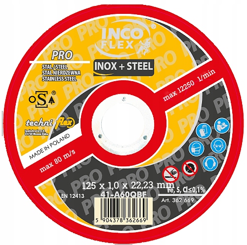 125x1,0x22,23 Kotouč Incoflex Pro Ocel+inox 2v1 Komplet 50 ks