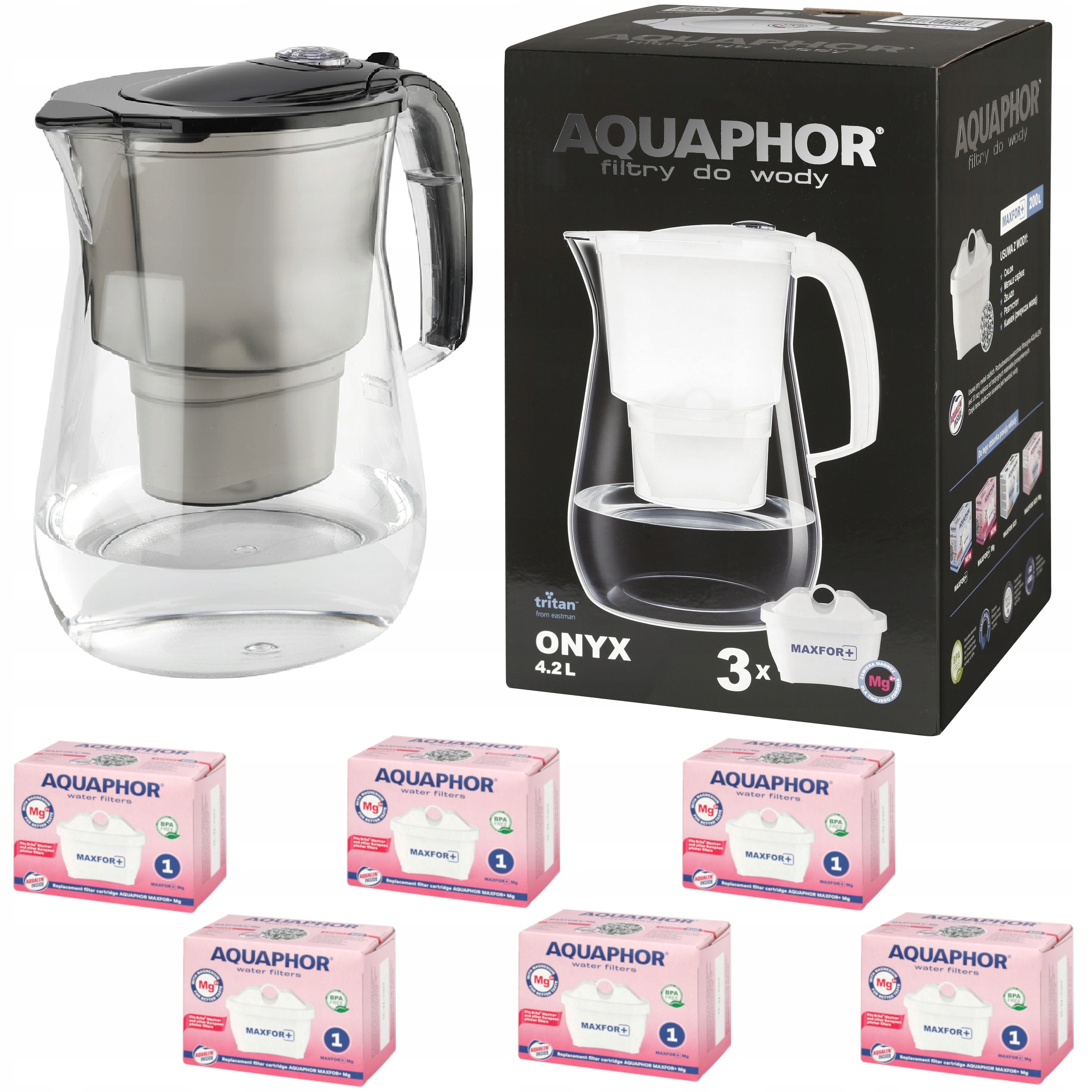

Dzbanek Aquaphor Onyx 4,2 plus 6 wkł. Maxfor Mg