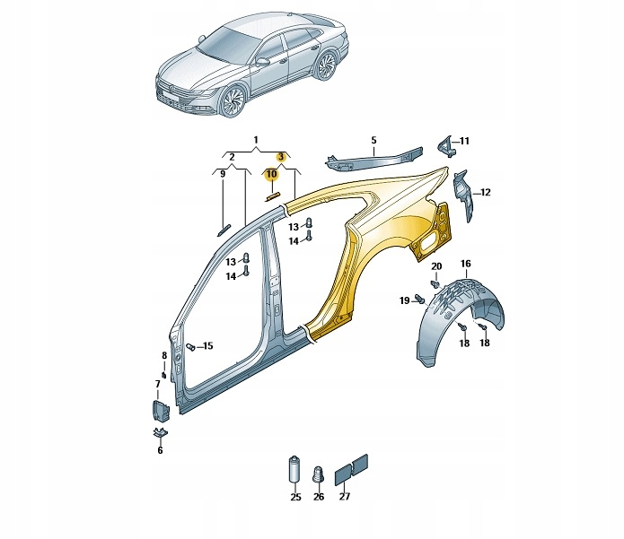 VW ARTEON КРИЛО ЗАДНІЙ ПРАВИЙ НОВИЙ ОРИГІНАЛ