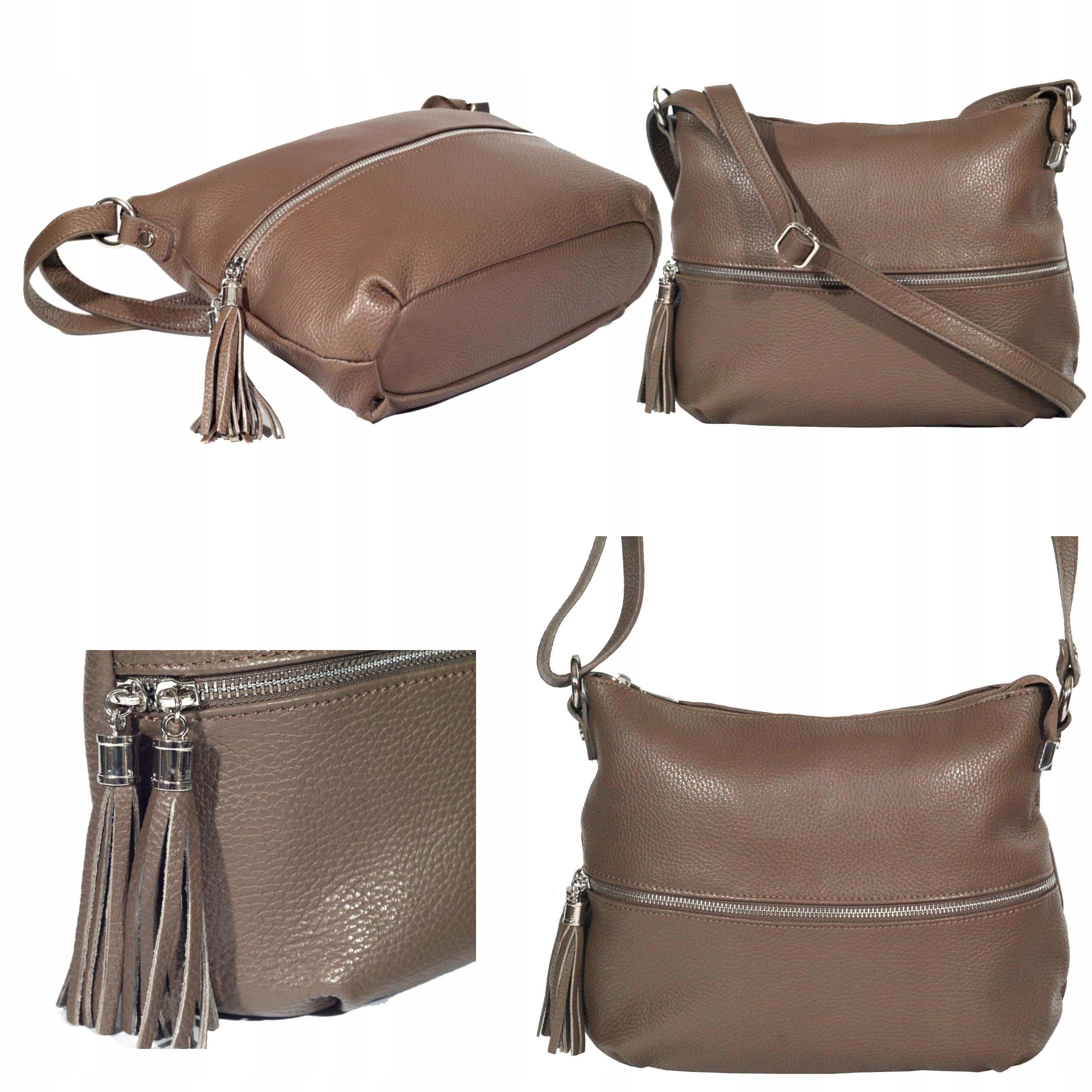 Dámská kožená kabelka přes rameno italská hnědá s malými vzory, barvy