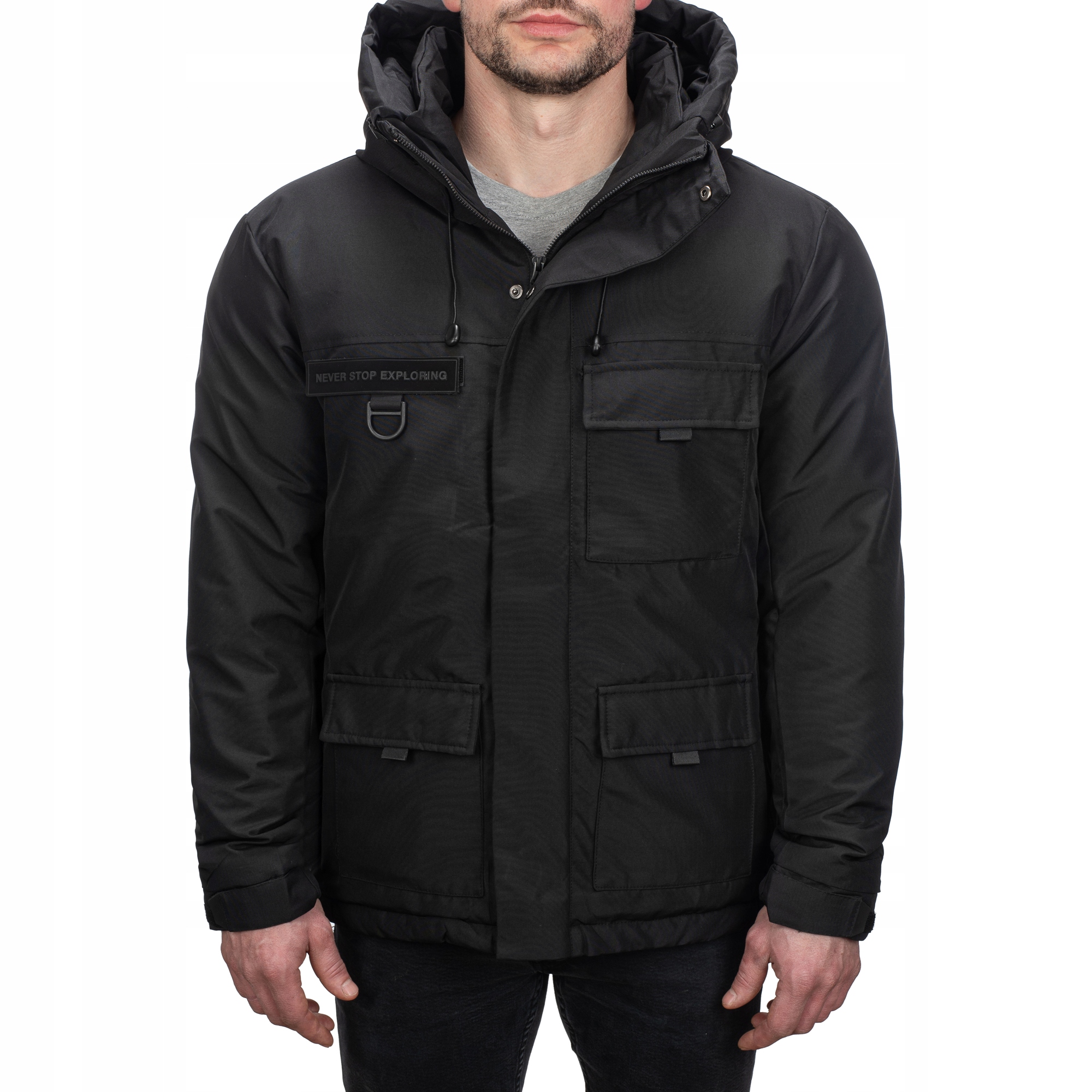 M5018 vel. XXL/56 Klasická Zimní Bunda S Kapucí , Zateplená