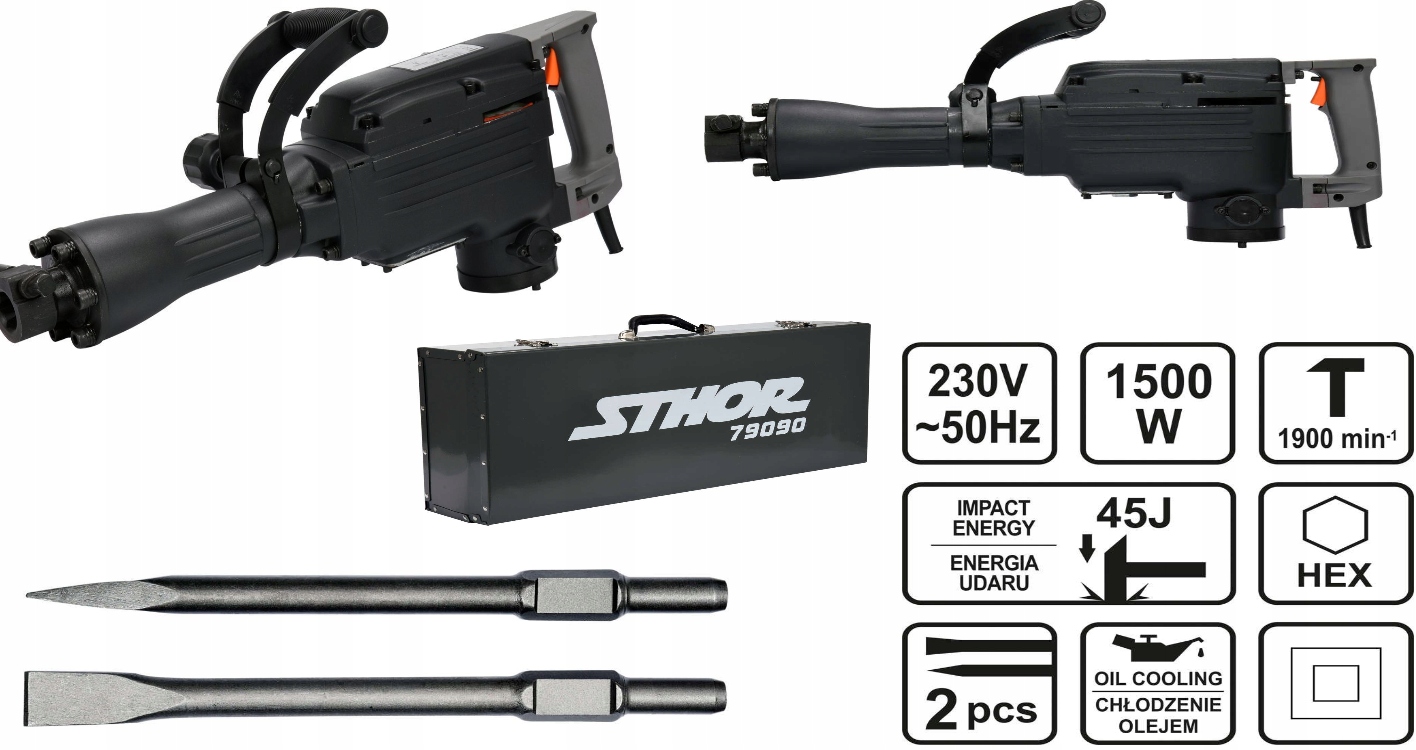 

Młot Wyburzeniowy 45J 1500W 79090 Sthor