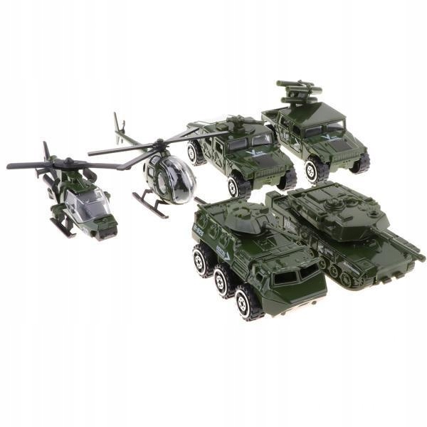2x Diecast Car Tank Helicopter Model Playset