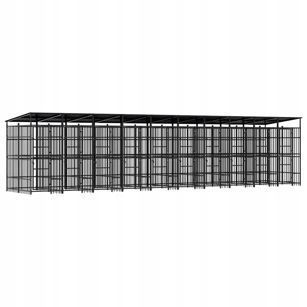 Levně Venkovní psí kotec se střechou ocel 18,43 m²