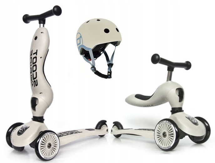 Zestaw Scootandride Kask Highwaykick1 2w1 Jeździk i Hulajnoga 1-5 lat Ash