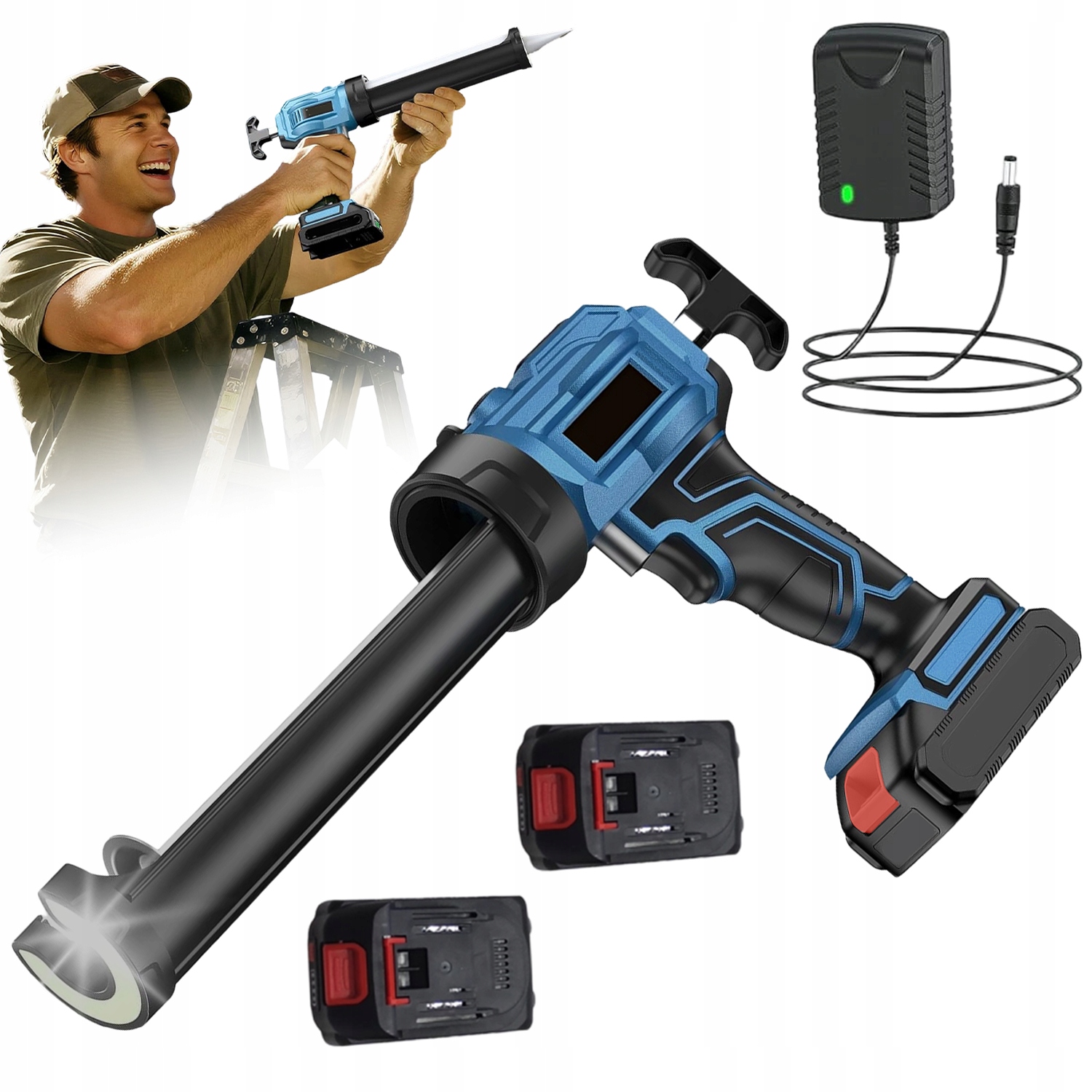 Pistole Na Horké Lepidlo Bezdrátová 2 Akumulátory Antikapání Led 360°