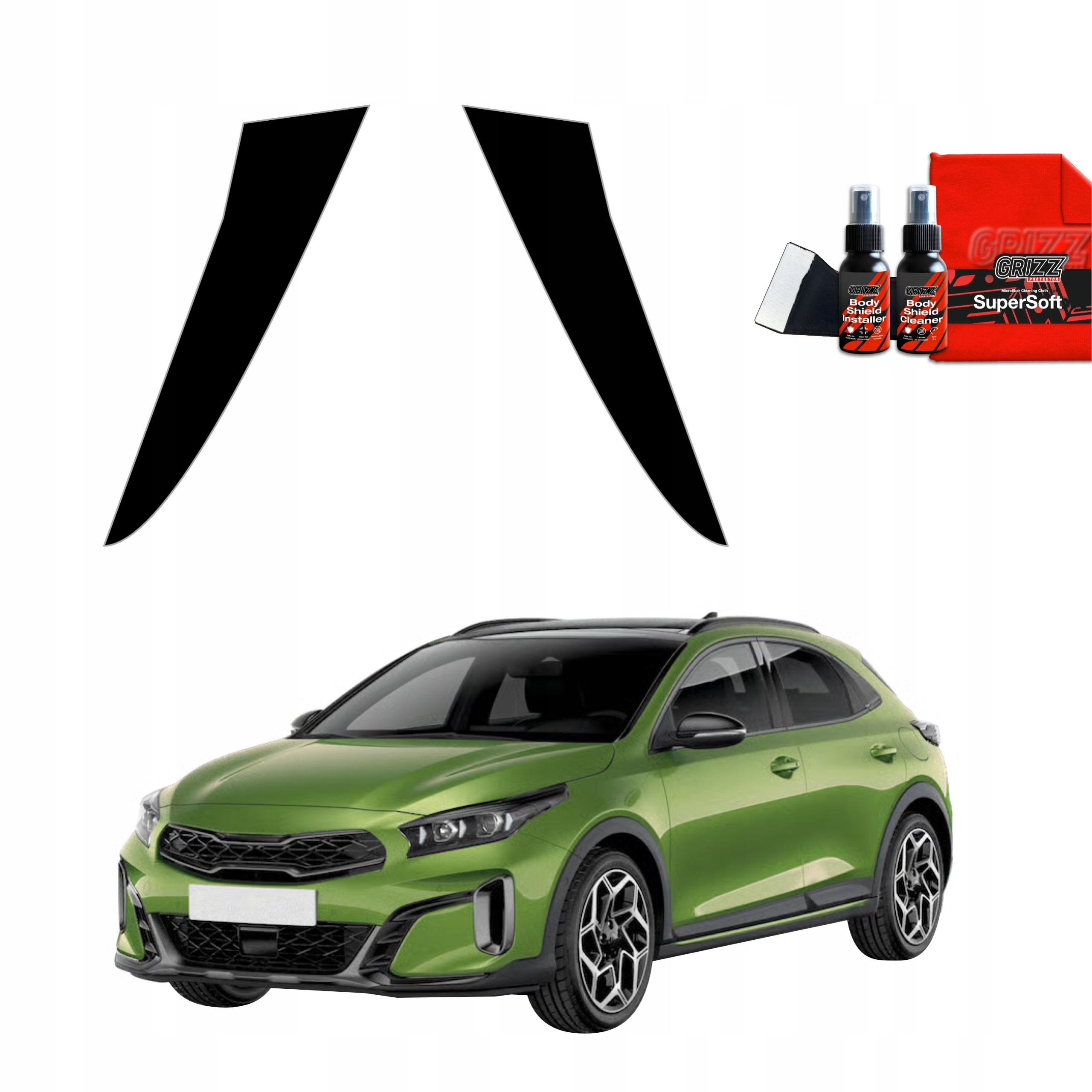 2v1 Černá fólie na sloupky pro Kia XCeed (2022-2025)