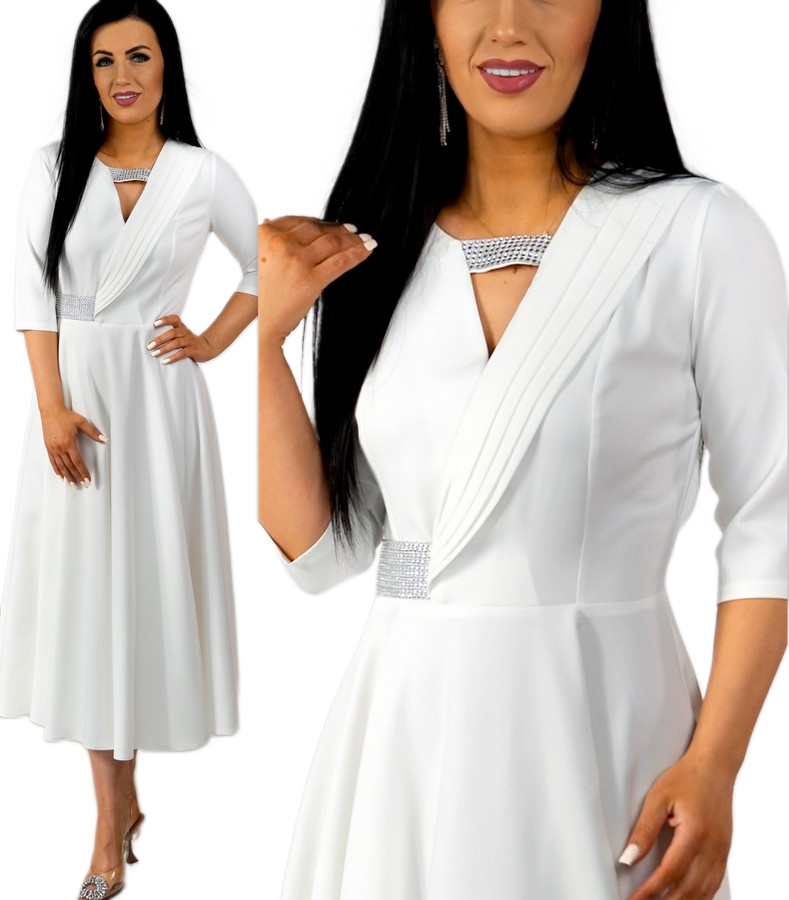 Dámské šaty na křtiny Elegantní šaty na svatební hostinu Ecru XL