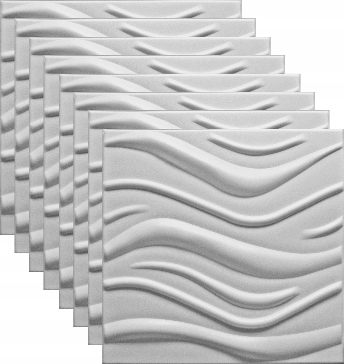 

Panele Ścienne Białe Kasetony 3D Fala Wave 2m2