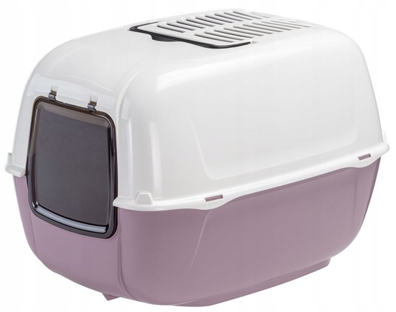 Levně Bílo-lilaková toaleta pro kočky 2 uhlíkové filtry Ferplast Prima 39x52x38 cm