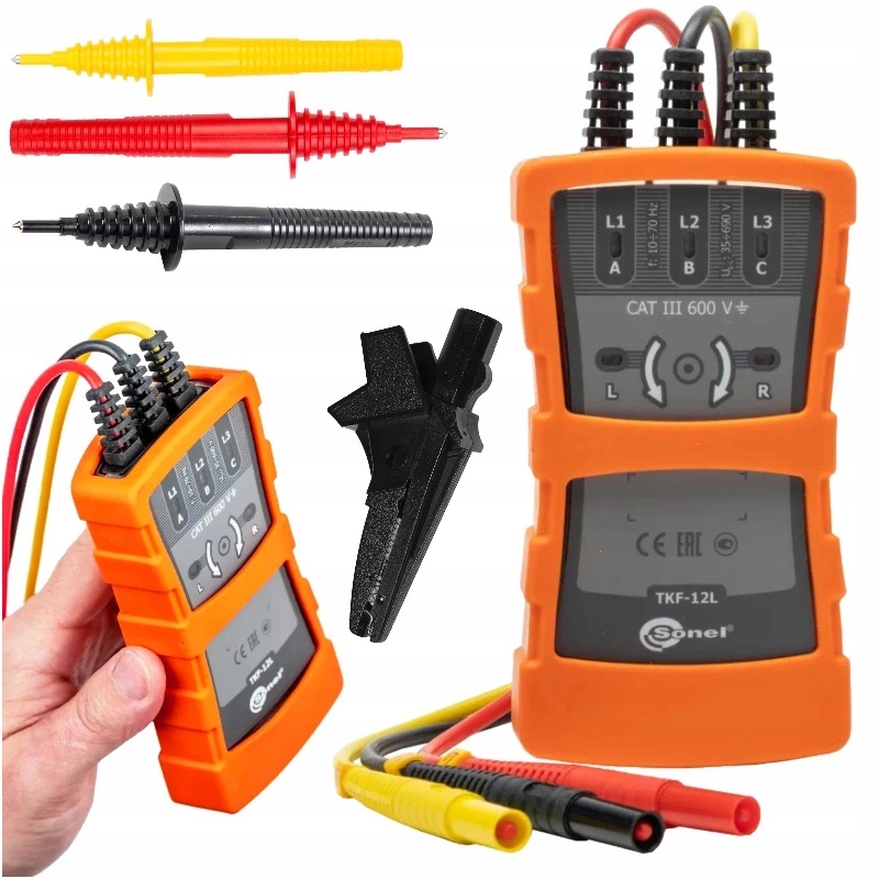Sonel TKF-12L Tester Pořadí Fáze LED-ové Indikátory Přítomnosti Napětí 3F