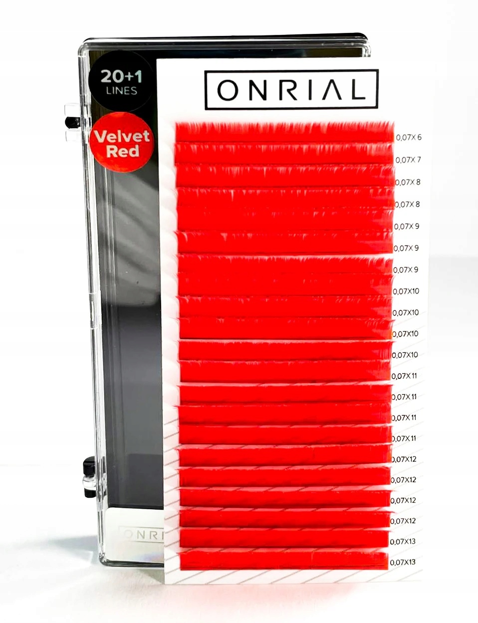 Umělé Barevné Řasy Pro Prodlužování Onrial mix C 0,07 mm 6-13 V. Červený