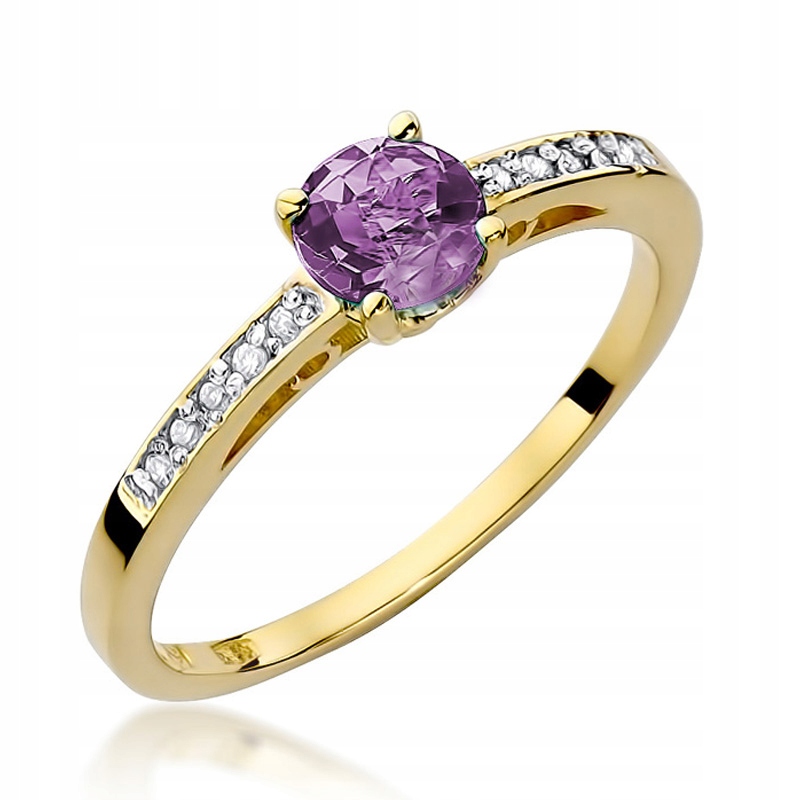

Pierścionek Złoty Z Ametystem I Brylantami