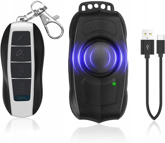 Alarm rowerowy z pilotem zdalnego sterowania, ładowany przez Usb, 120 dB