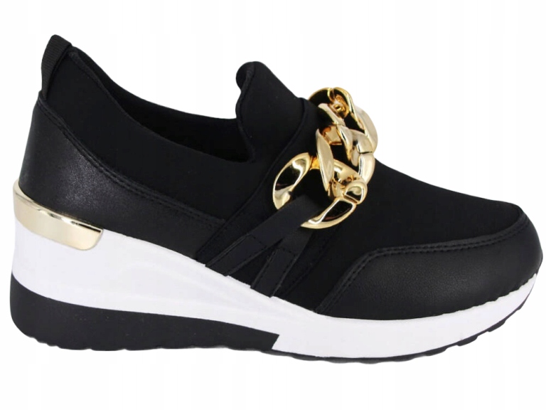 

Sneakersy Koturnie Botki Czarne Łańcuch Y R122 38