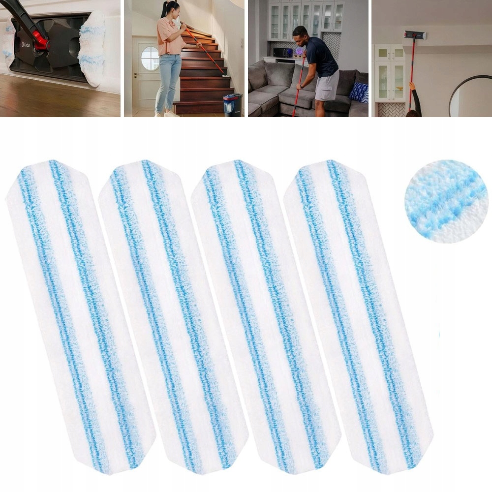 Levně Opakovaně Použitelné Vložky 40.5 X 11 CM Do Plochého Mopu Bez Poškrábání, 4 Ks