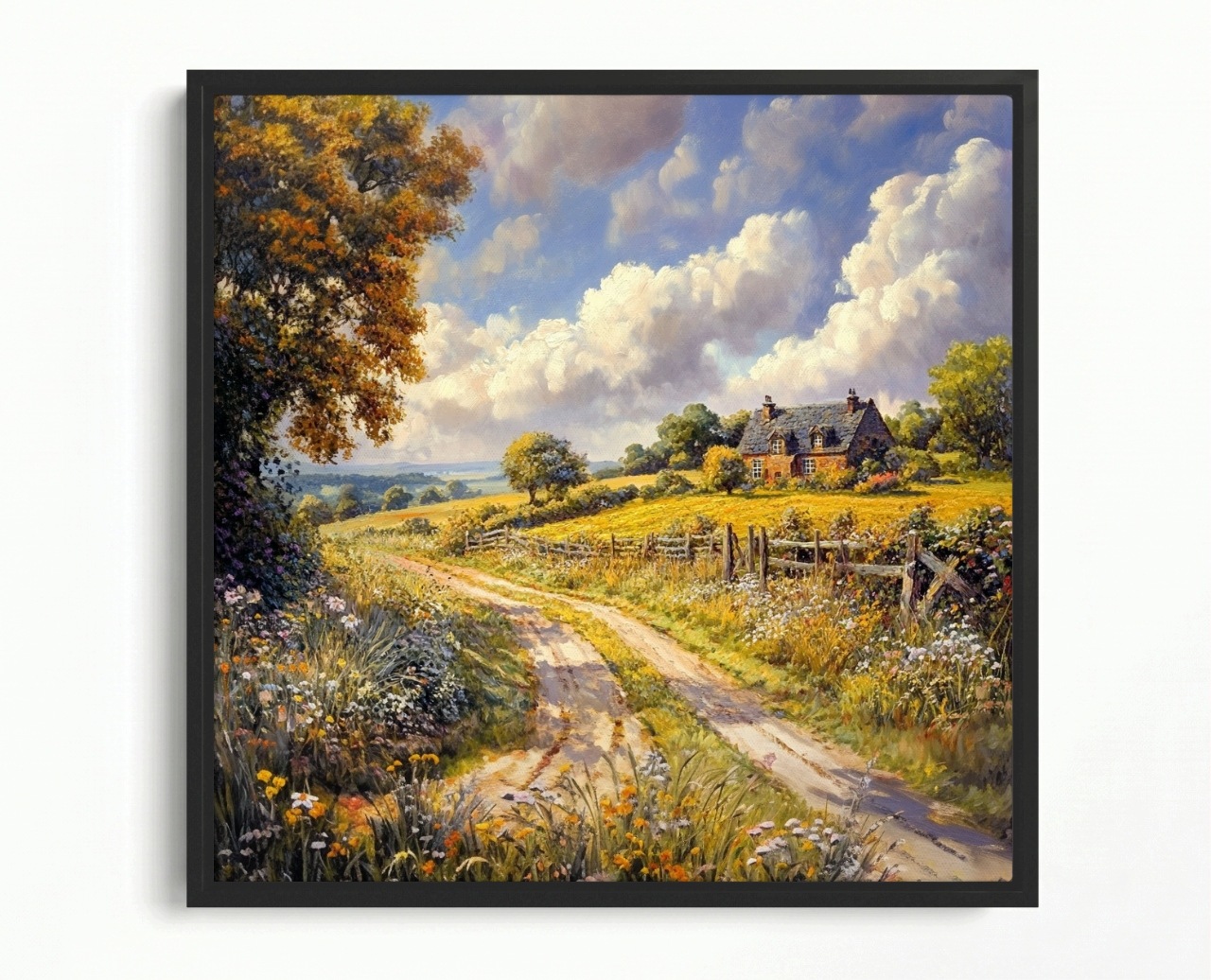 Obraz Rama American Box Krajina Rustikálny Plenér Obec Dom Cesta Leto 60x60