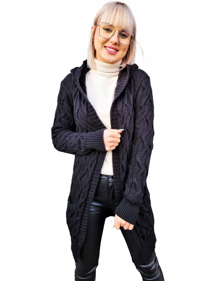 KARDIGAN Z KAPTUREM I KIESZENIAMI KOLORY !! HIT Długość do kolan