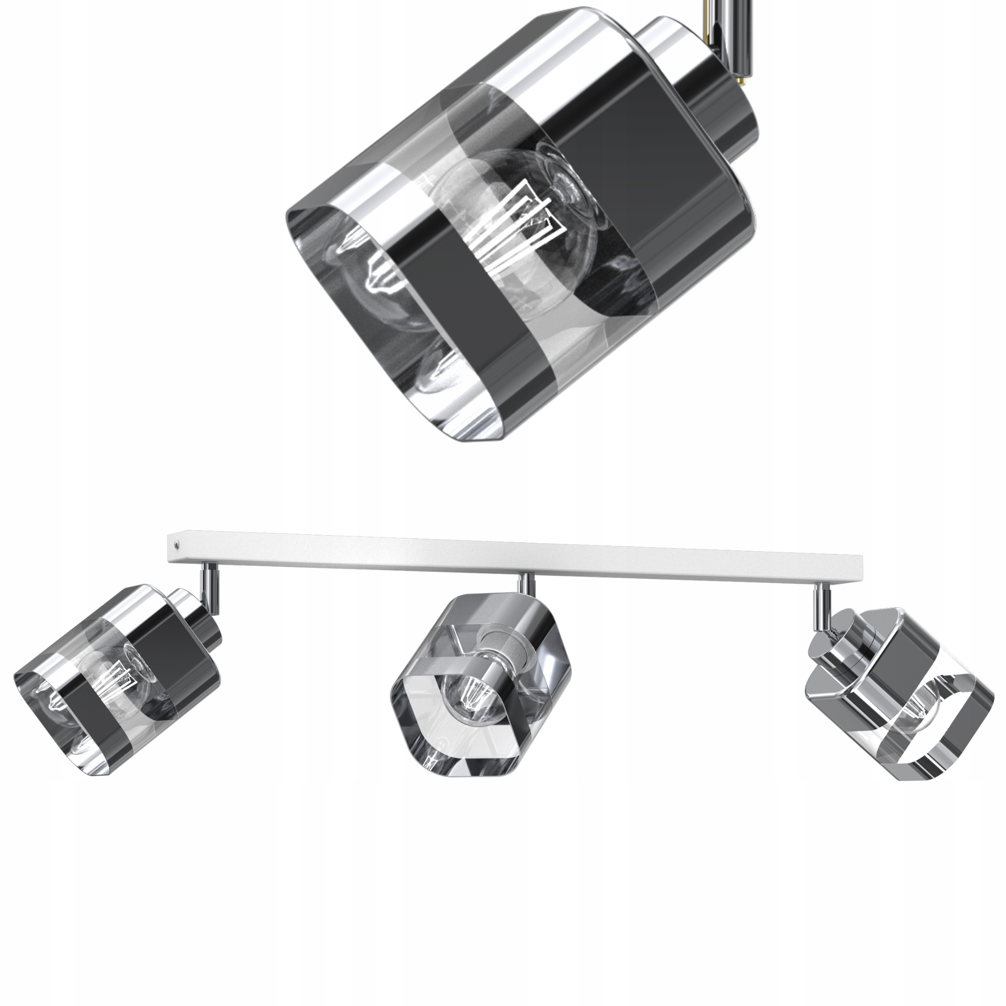 Stropní Svítidlo Stropní Svítidlo Skleněná E27 Chromované Stínidlo 3 Body Polská Lampa