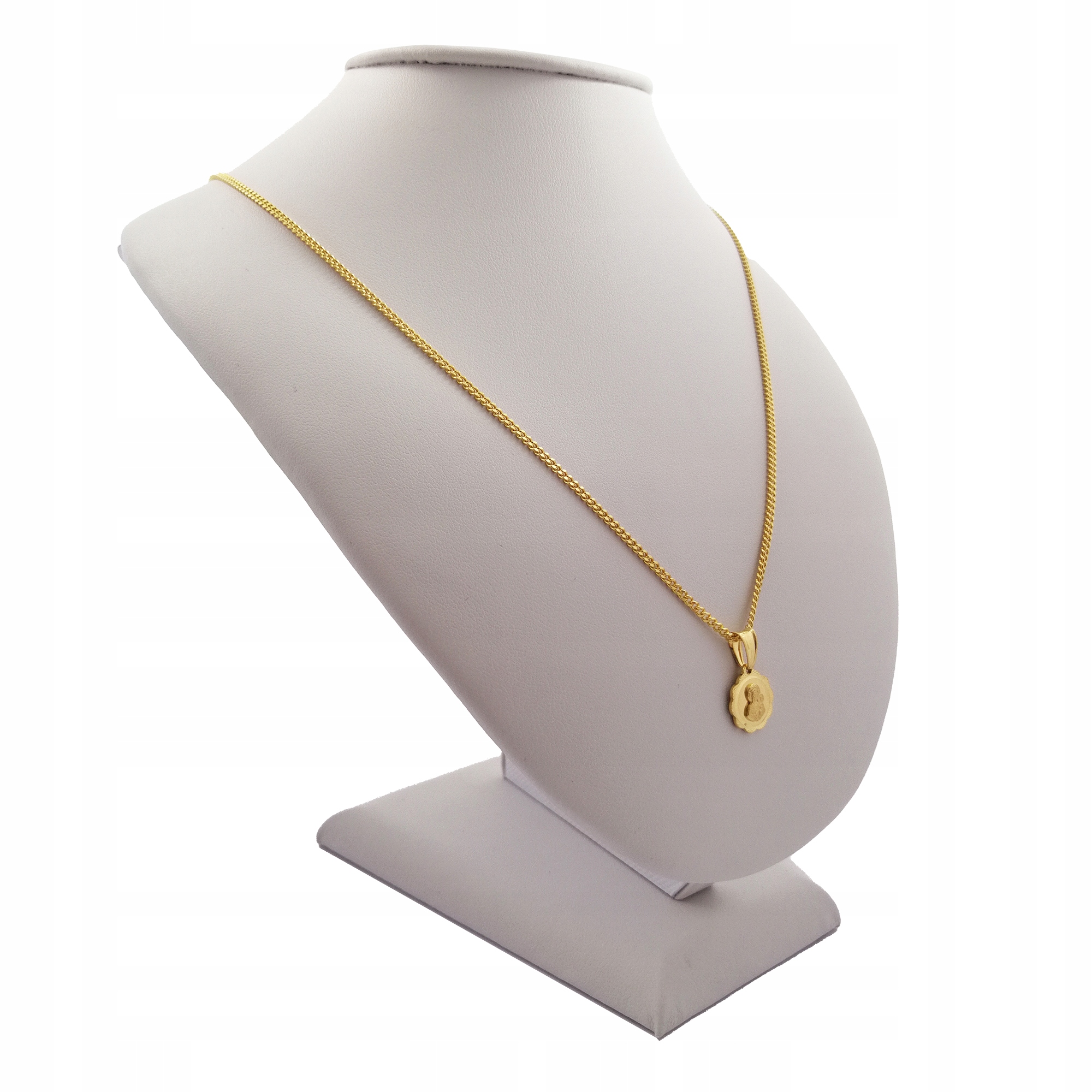 ZŁOTY ŁAŃCUSZEK + MEDALIK 925/585 14K + GRAWER PREZENT NA KOMUNIĘ DLA CÓRKI Długość całkowita 50 cm