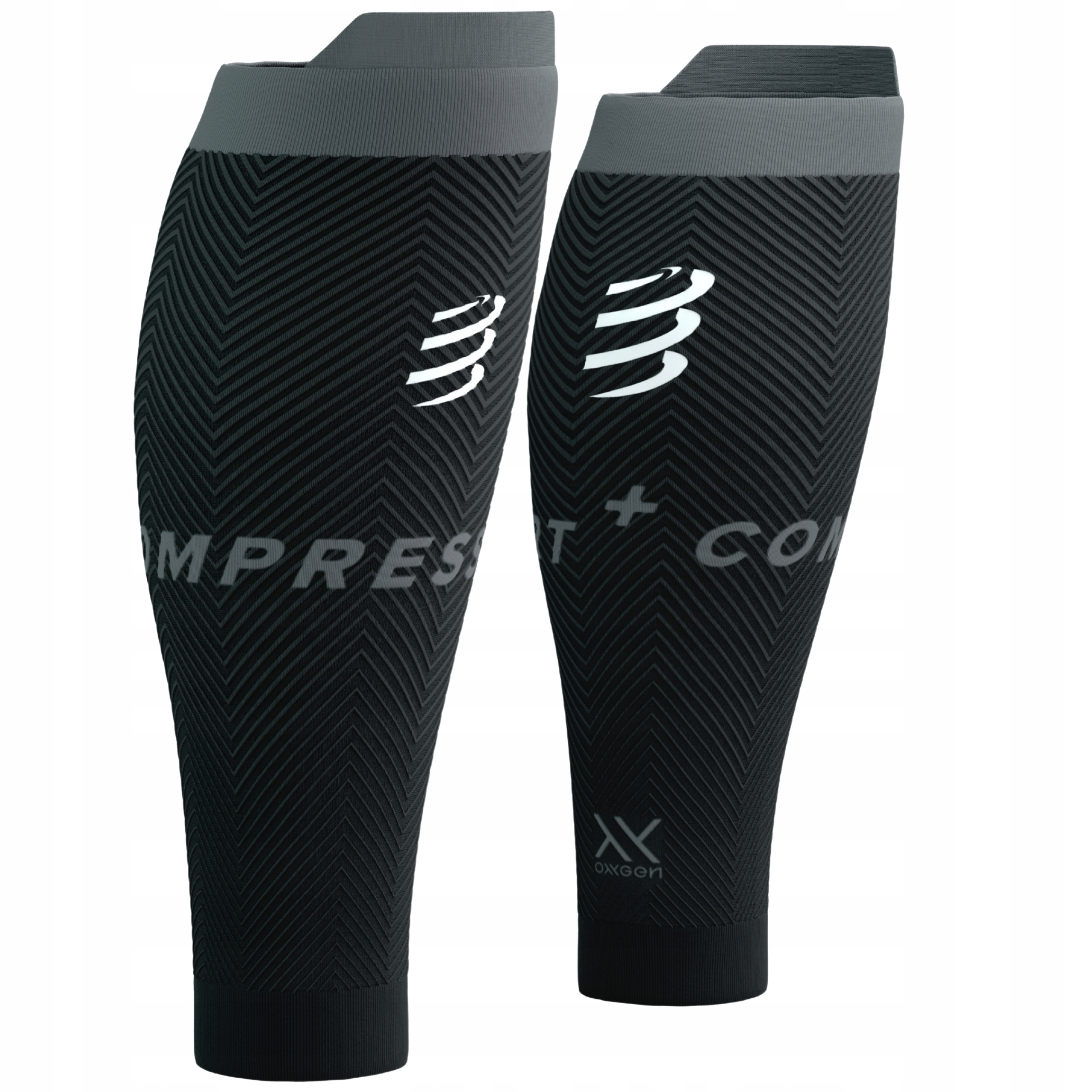 Opaski Kompresyjne na Łydki Lekkie Compressport R2 Oxygen Czarne/Szare T2