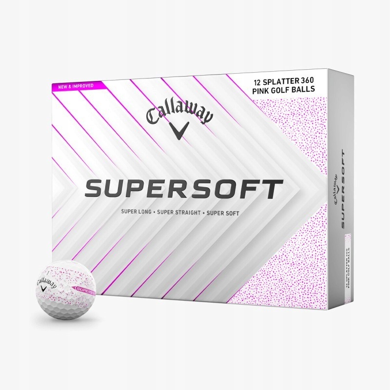 Callaway Míče Supersoft Splatter 360, model 2025 (bílo-růžový, 12 ks)