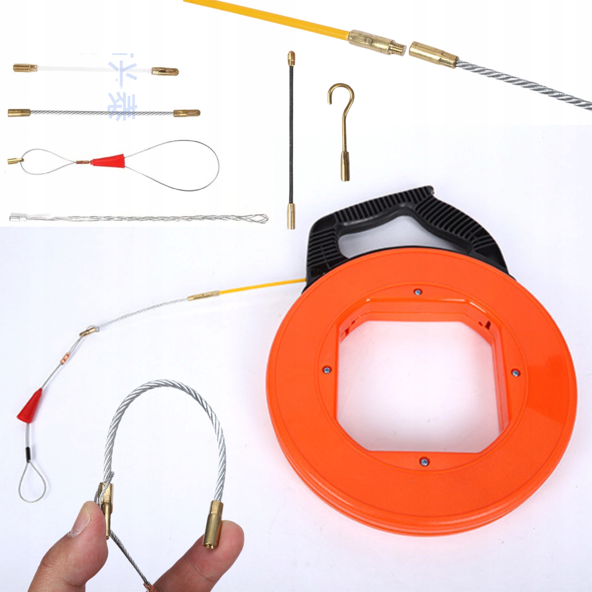 Dálkové Ovládání Lanko Pro Protahování Kabelů Ocelové Vlákno Skleněná Kazeta Ø 4 MM 30 M