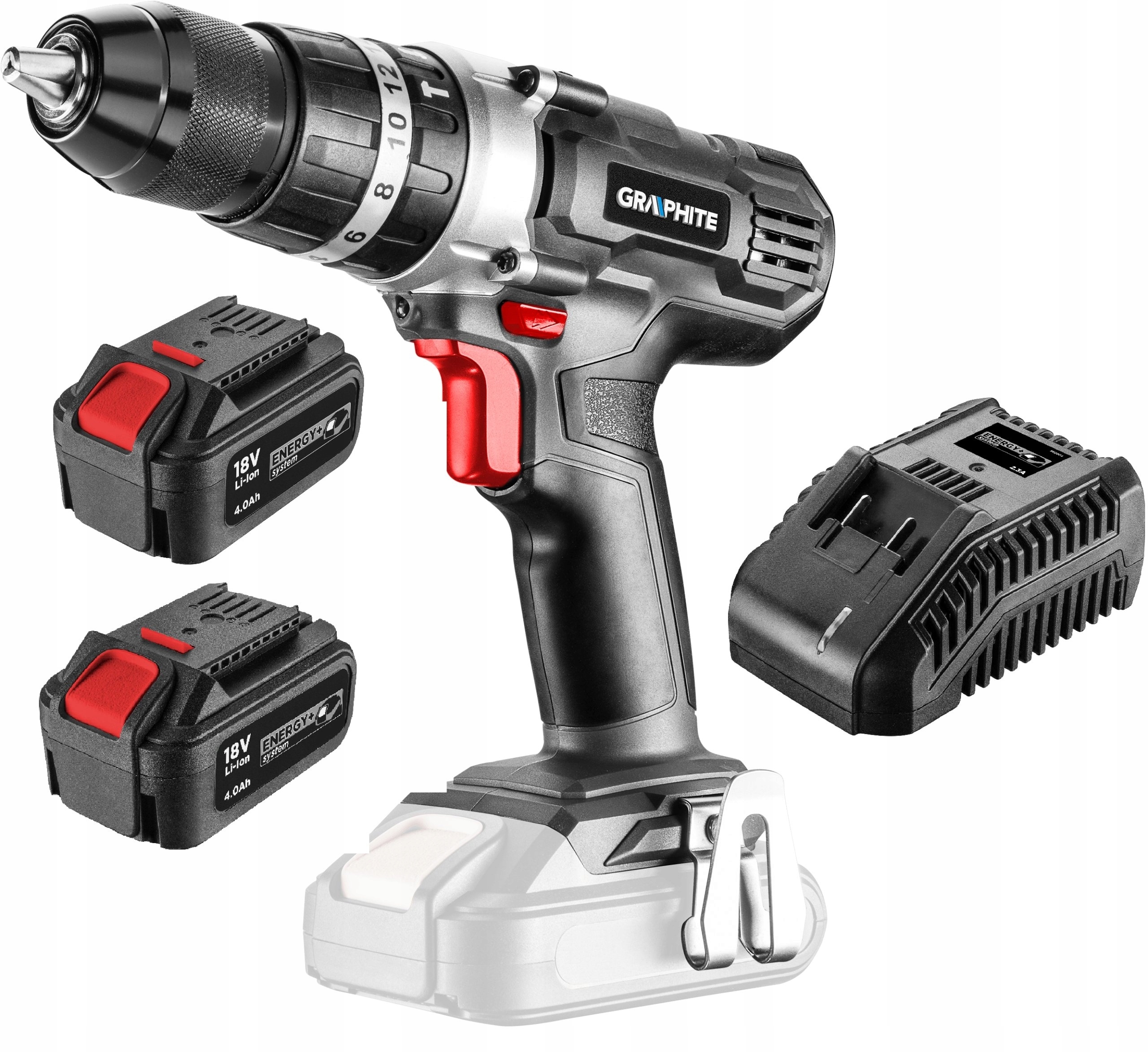 Graphite Aku Příklepová Vrtačka 18V 2X4,0Ah Baterie Nabíječka 58G010