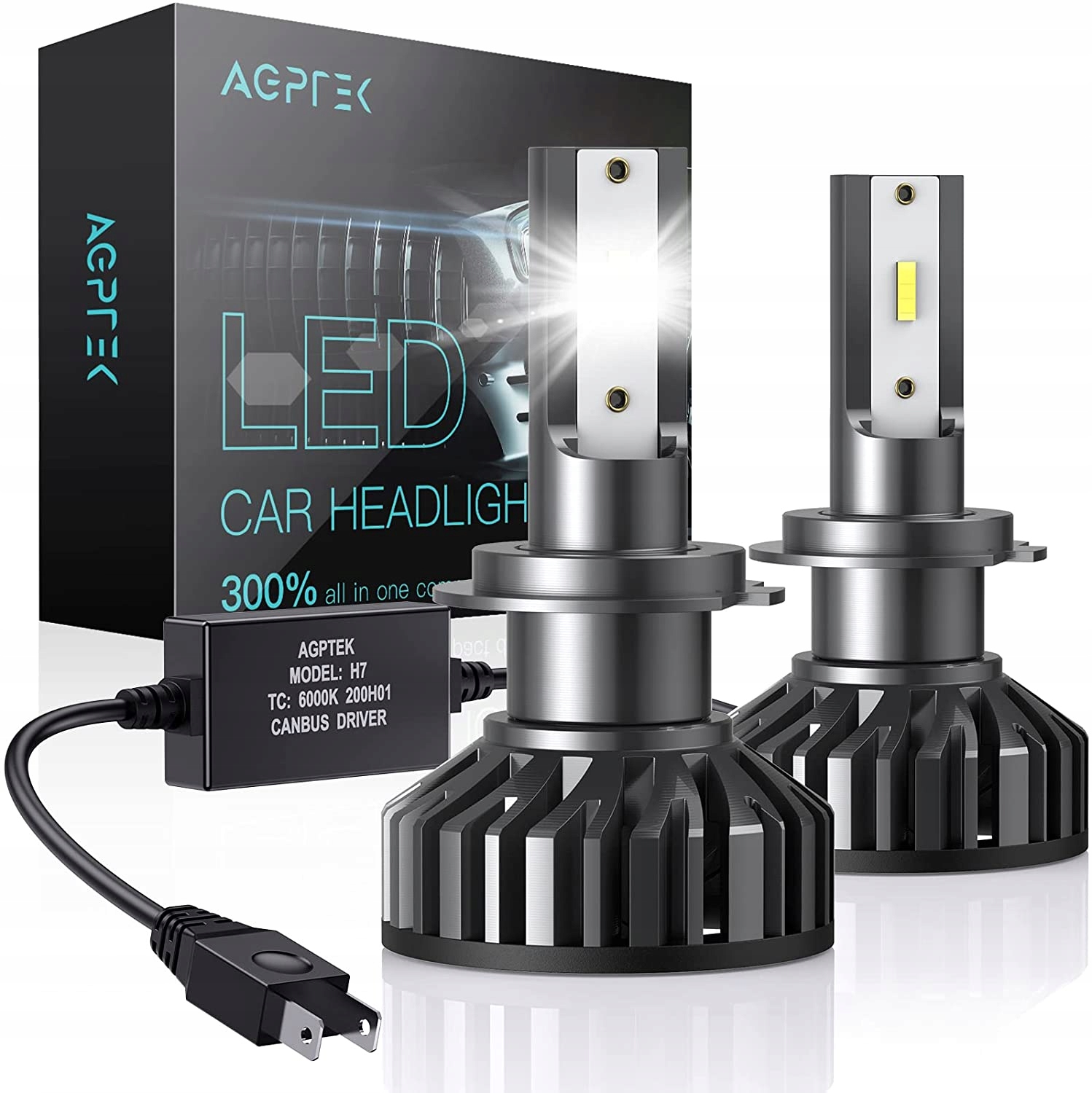 

Żarówki Led Agptek H7 10000lm 6000K 60W - 2 szt.