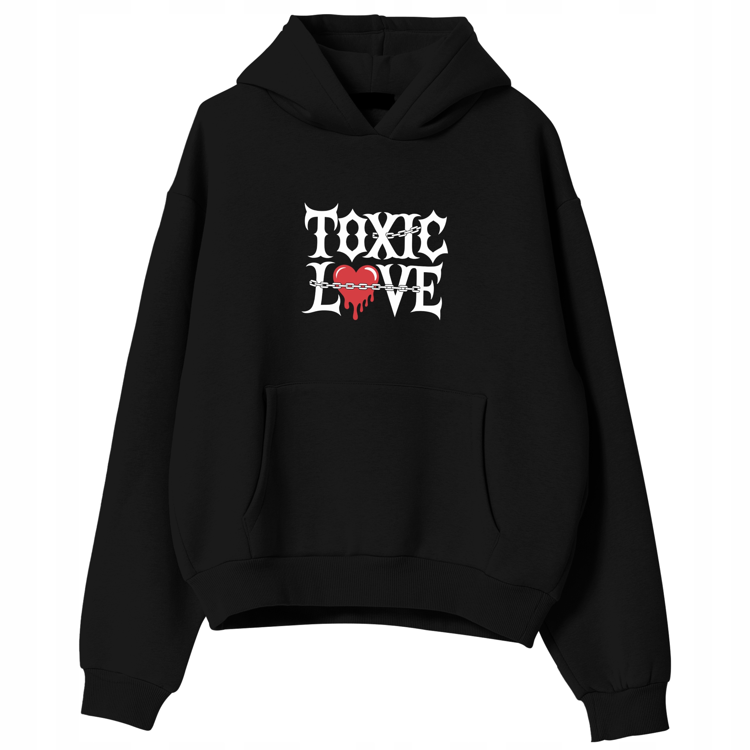 Pánská Mikina Černá Toxic Love S Kapucí Teplá Módní vzor Dárek Vel M