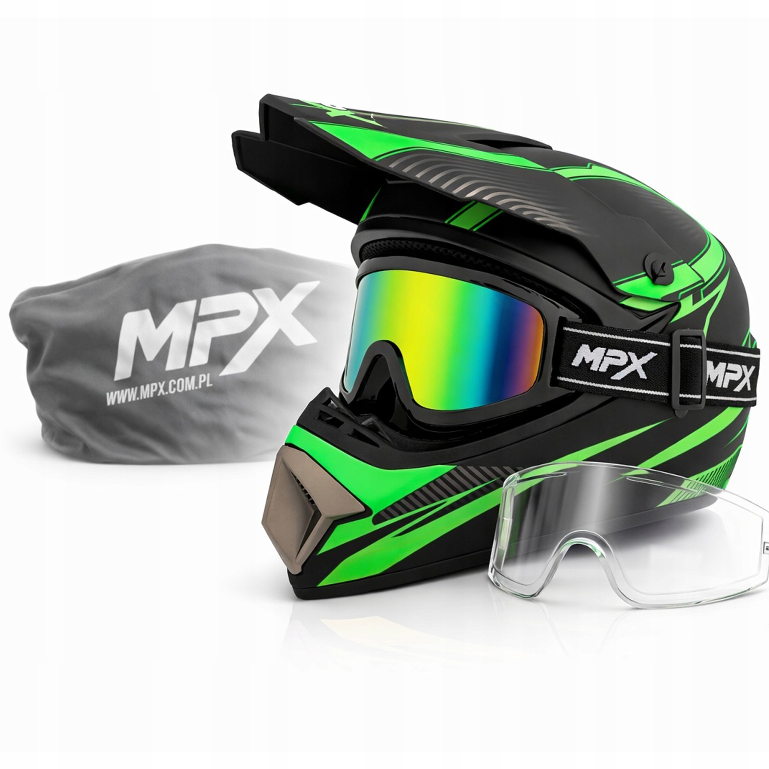 Kask Enduro XL Gogle Cross Quad Atv Bmx Mtb Hulajnoga Szybka Reflex