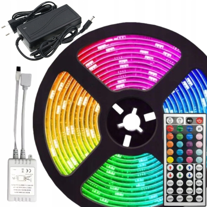 TAŚMA LED SMD 5050 RGB Zestaw PILOT 5m WODOODPORNA