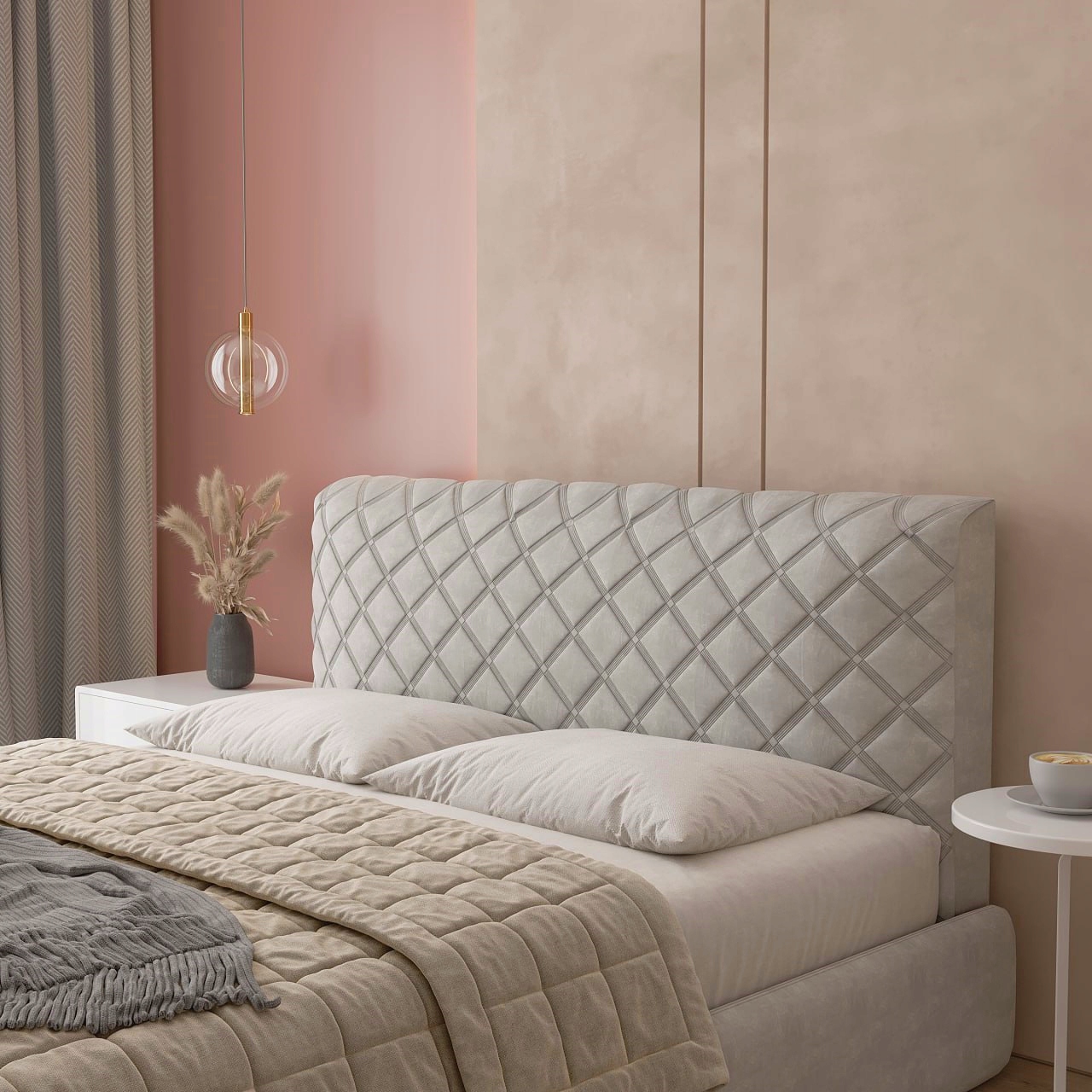 Přehoz na čelo postele Obal na čelo postele 210 cm Světle šedý