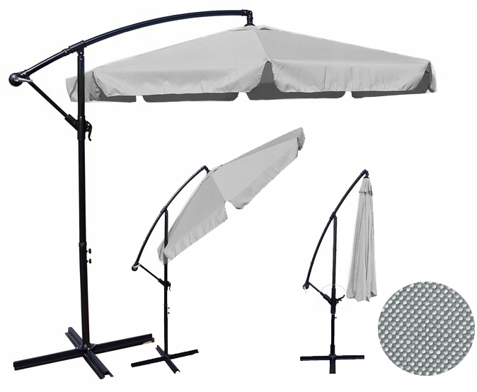 

Parasol Ogrodowy Składany Duży 350cm Mocny Szary J