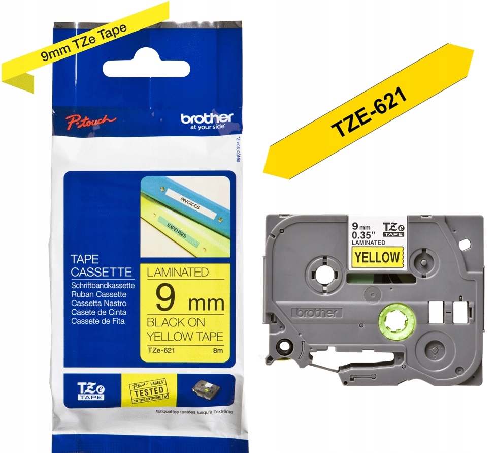 

Oryginalna Taśma Brother TZE-621 9mm x 8m Żółta