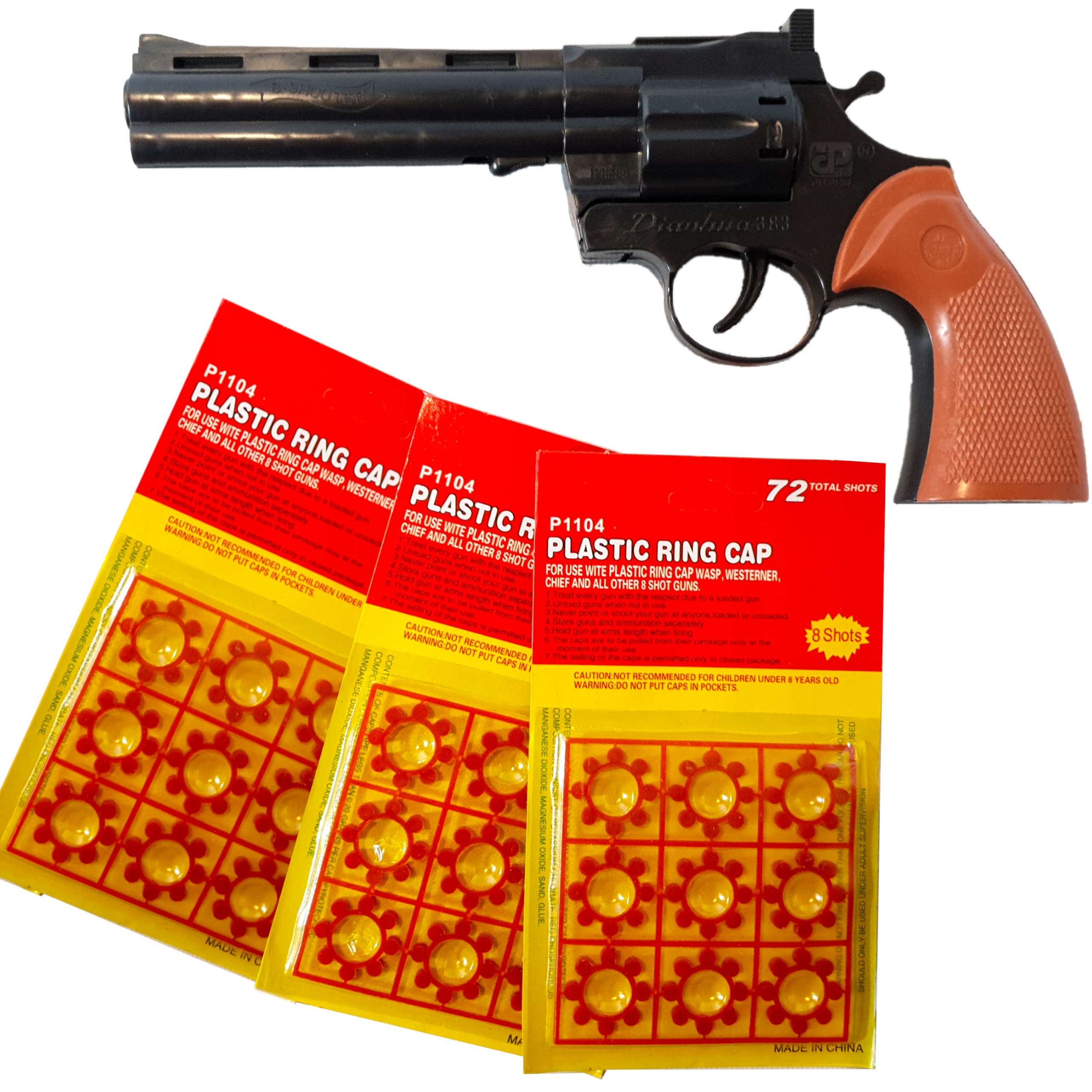 PISTOLET NA KAPISZONY HUKOWY STRASZAK +3x SPŁONKA Materiał plastik