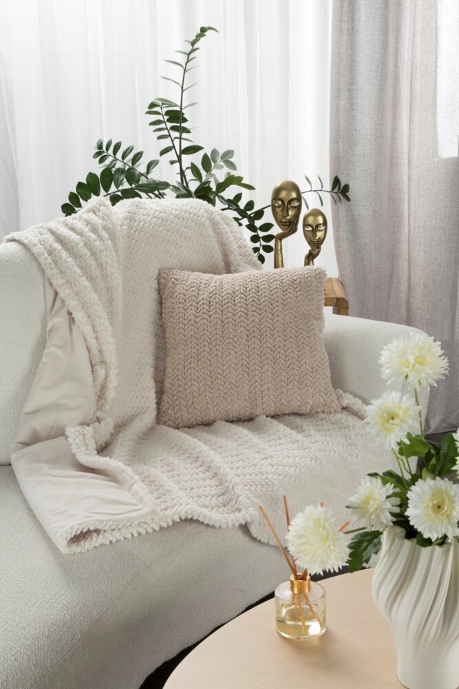 Deka přehoz Laris 130x170 krémová lesklá nit s třásněmi