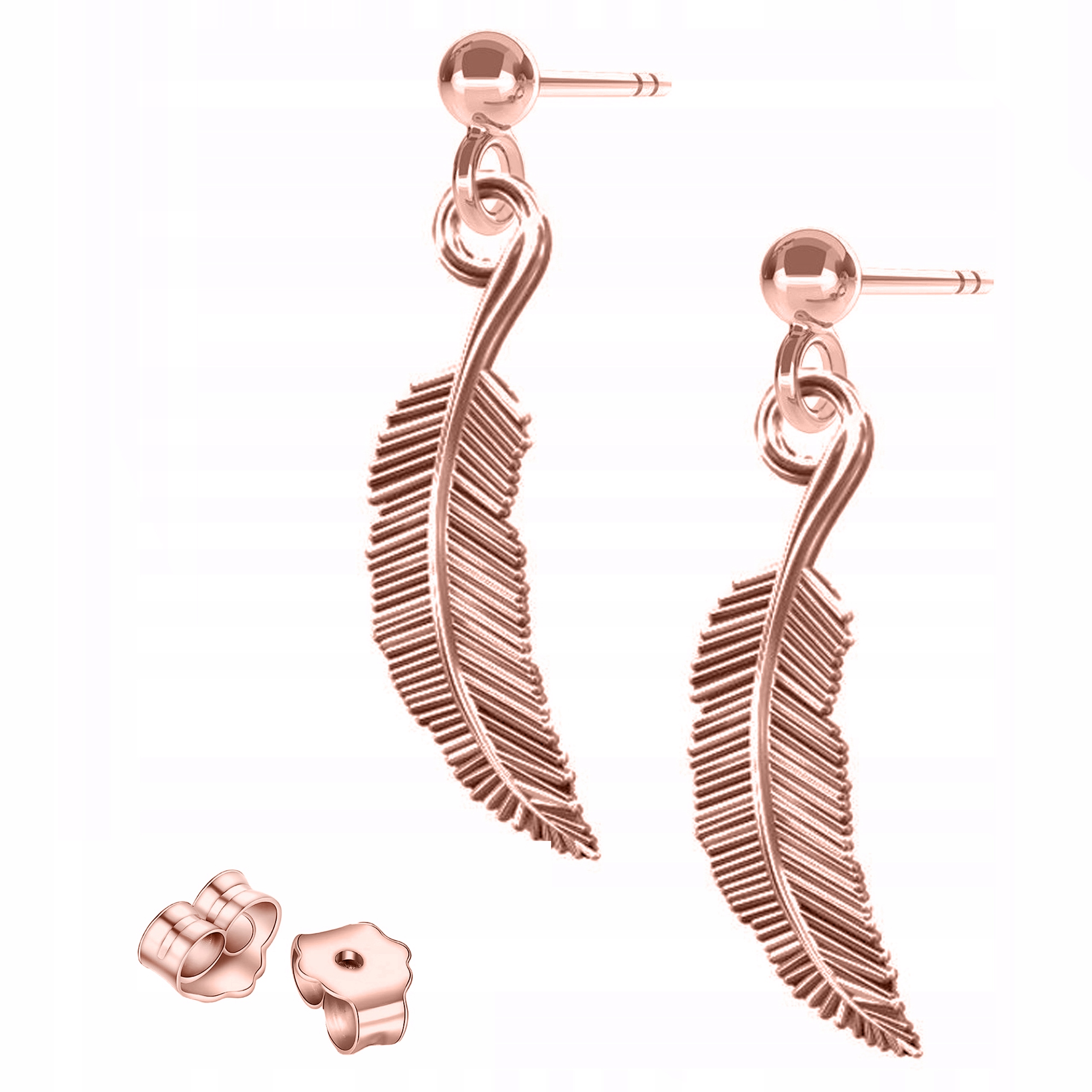 Náušnice Pozlacené ozdobné peříčka Šroubky s peříčky Stříbro 925