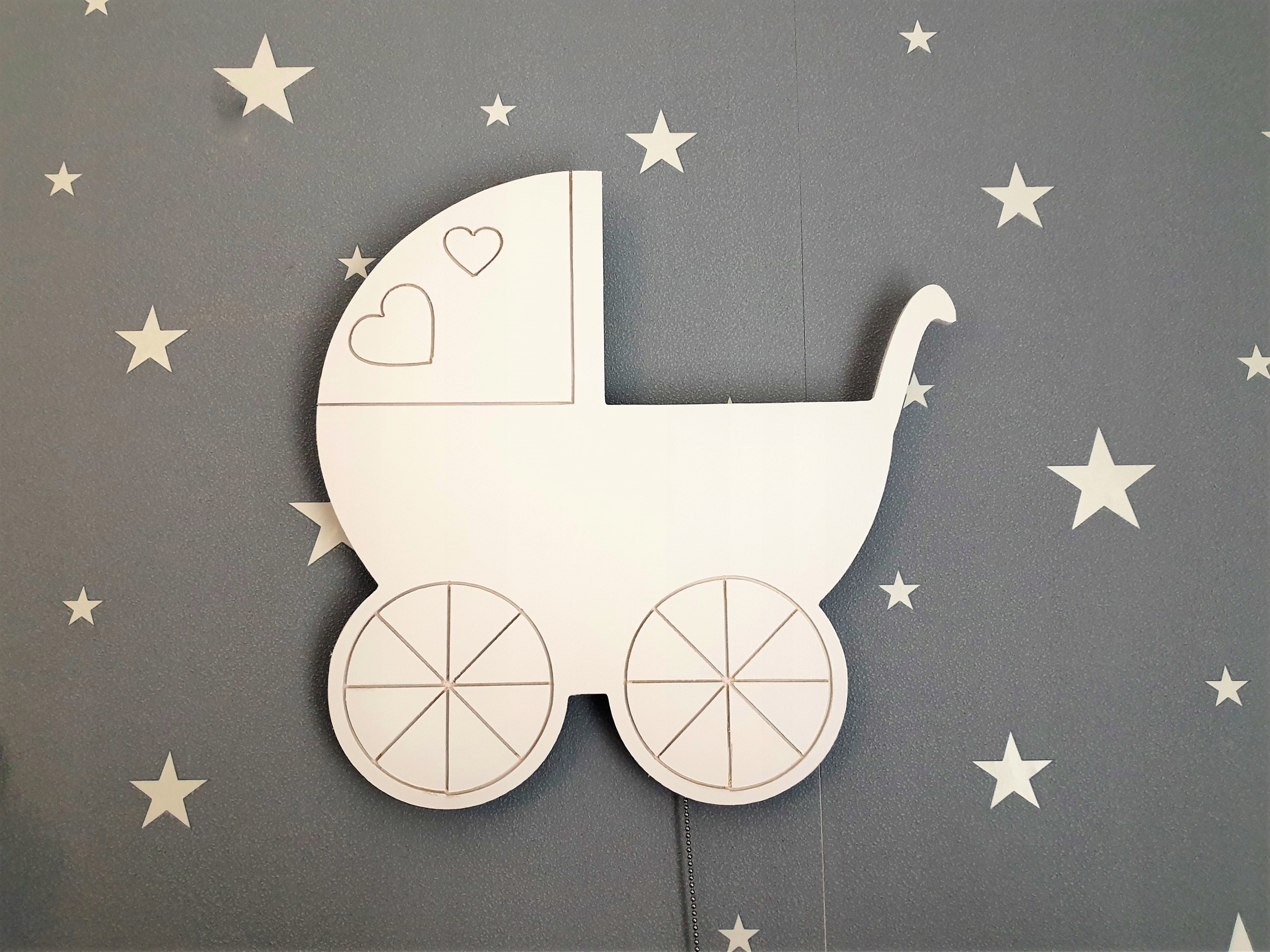 Lampka nocna wózek LED na baterie dla dziecka z motywem wózka wisząca EAN (GTIN) 5905249159647