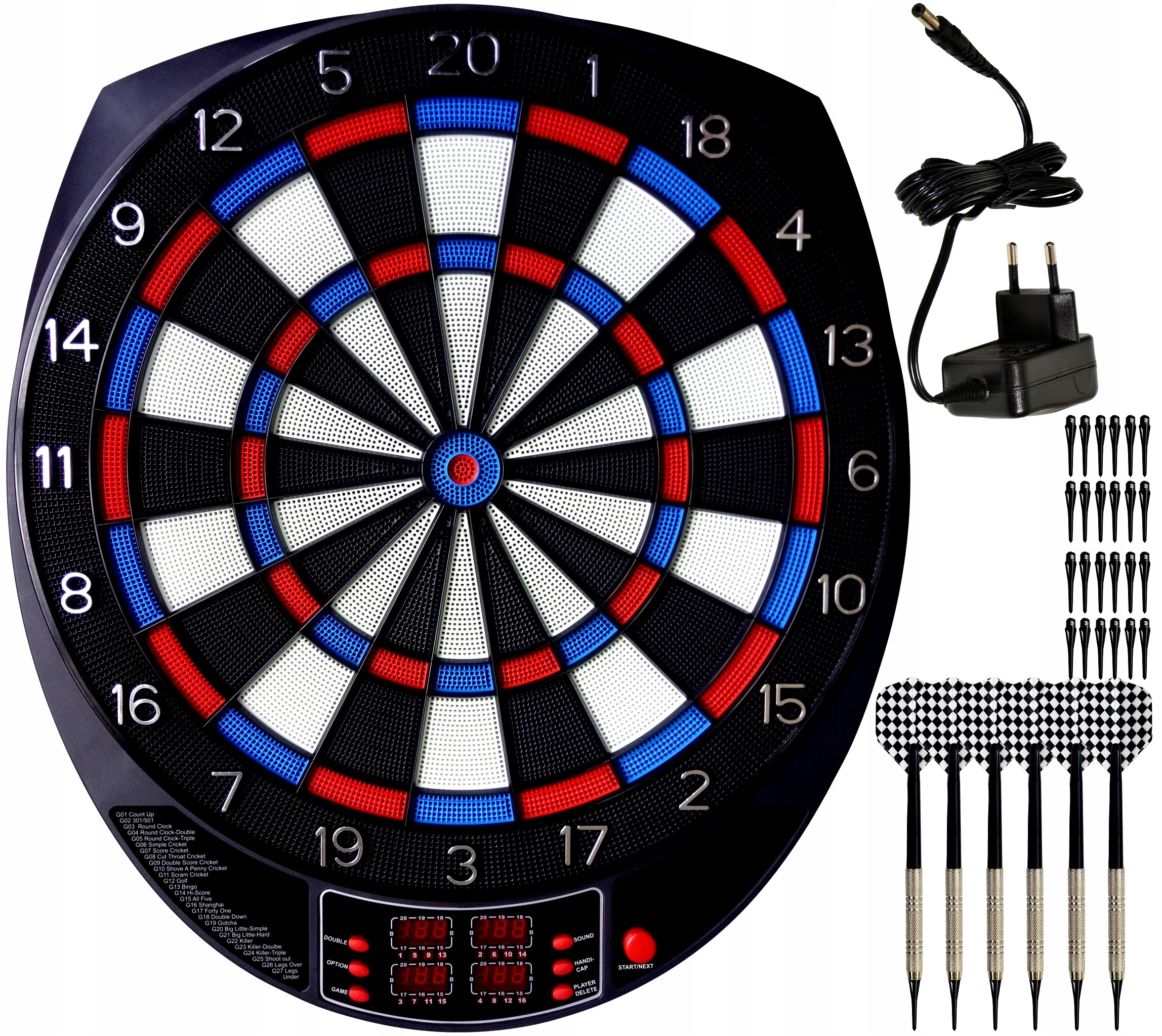 Elektronický Dart 57 cm s napájecím zdrojem Pevné Šipky Velké
