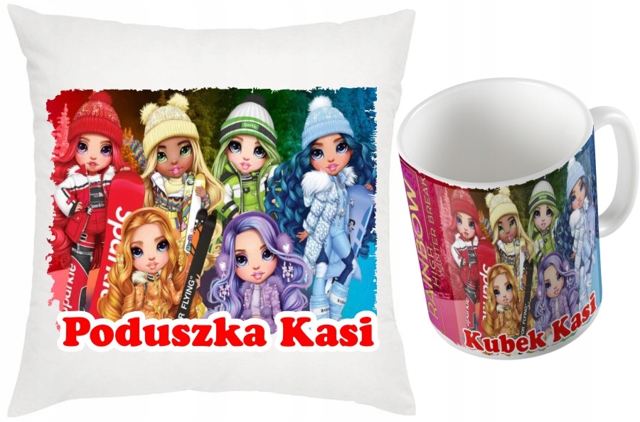 

Zestaw Poduszka i Kubek Rainbow High Imię